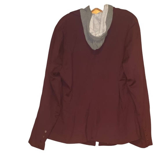 𝅺Torrid Burgundy Wine & Gray Layered Look Front Zippered Sweatshirt/Hoodie 2z - Picture 7 of 7